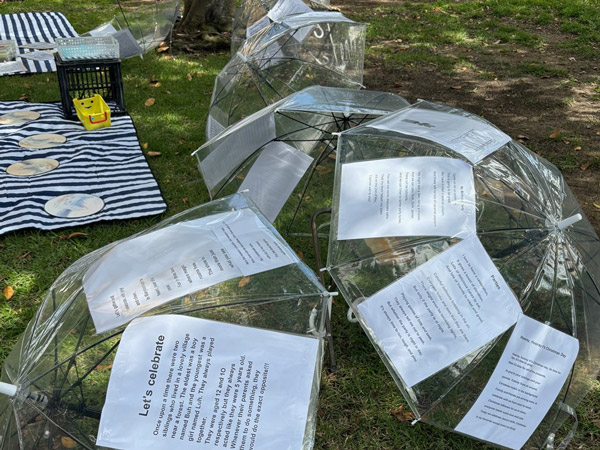 Literary Umbrellas showcasing competition entries