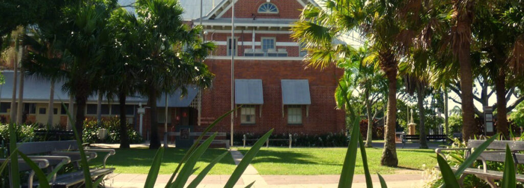 Looking across the lush lawns of the town hall green at City Hall.