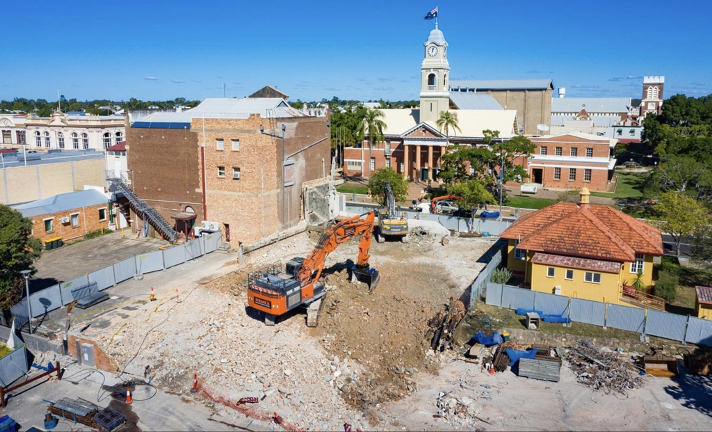 The demolition of the old Council Administration Building.