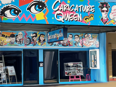 Caricature Queen shopfront on Kent Street