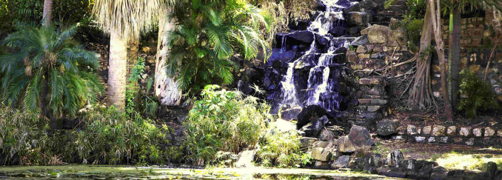 Queen’s Park waterfall - a tranquil escape in the lower gardens.